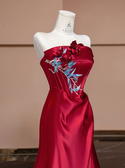 Red strapless fitted long ball gown/bridal dress R8312