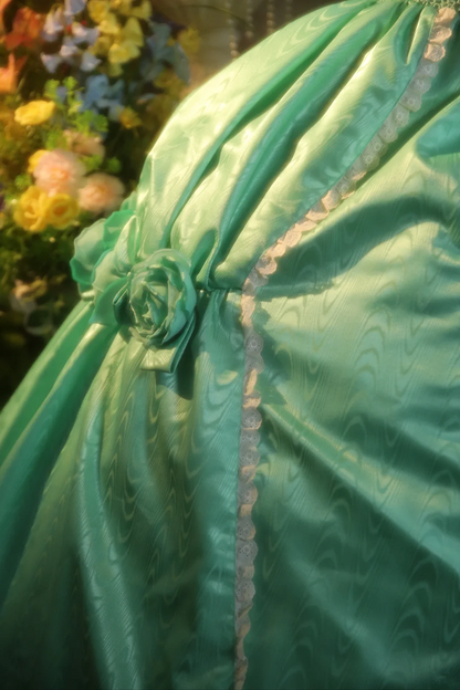 Light green halter-neck fitted waist ball gown with a full skirt R7265
