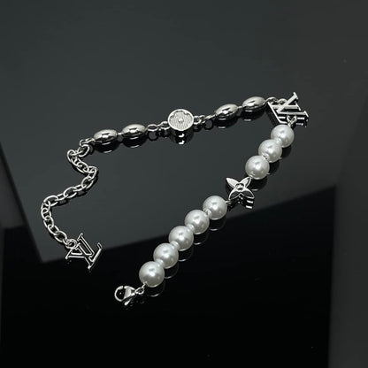 LOUIS VUITTON PEARLS FUSION BRACELET SILVER M1556A