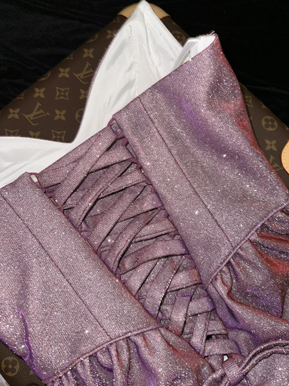 Purple Elegant Shiny Long Sequined Ball Gown Evening Dress  gh4386