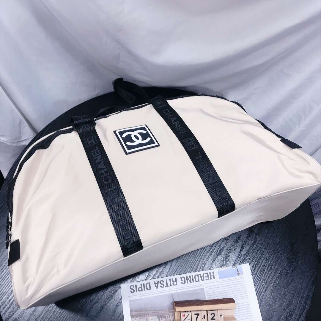 CHANEL SPORT LINE IVORY BLACK BOSTON TRAVEL BAG