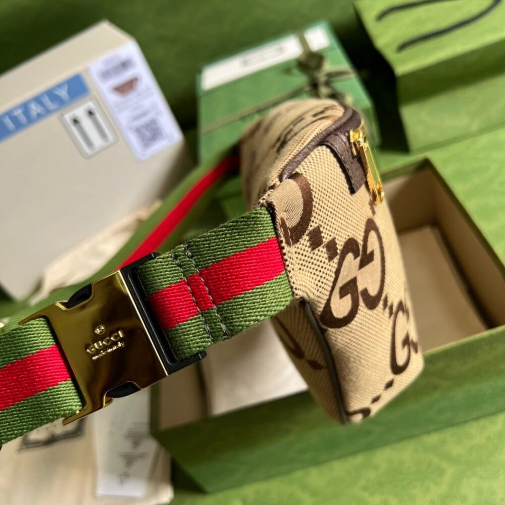 Gucci Jumbo GG Belt Bag Camel And Ebony Jumbo GG Canvas 39cm GG 696031 UKMDG 2570