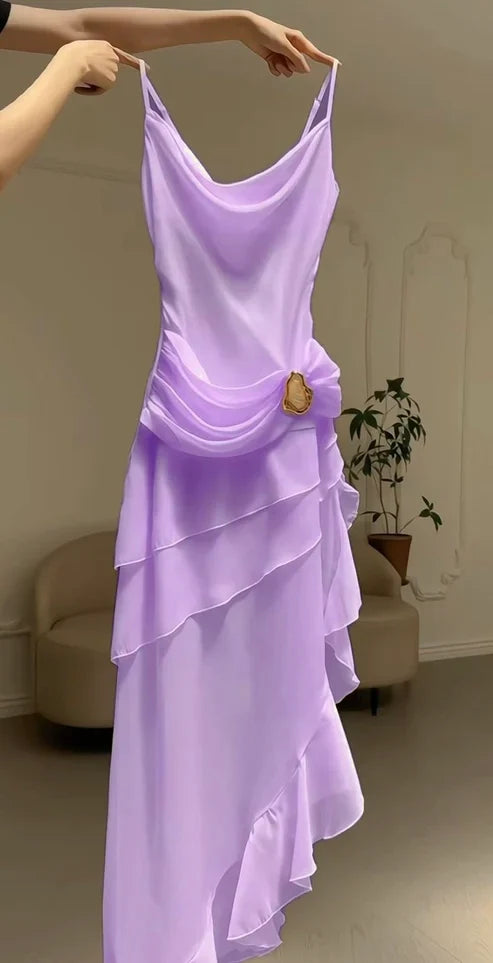 Ivory White Vintage Spaghetti Strap Long Chiffon prom dress Evening Dress Party Dress gh3374