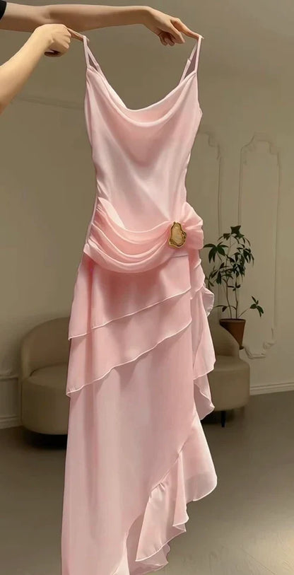 Ivory White Vintage Spaghetti Strap Long Chiffon prom dress Evening Dress Party Dress gh3374