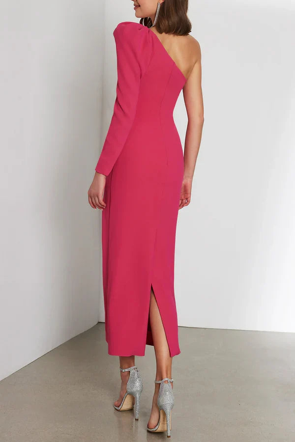 Sexy fit one shoulder long sleeved mother of the bride dress