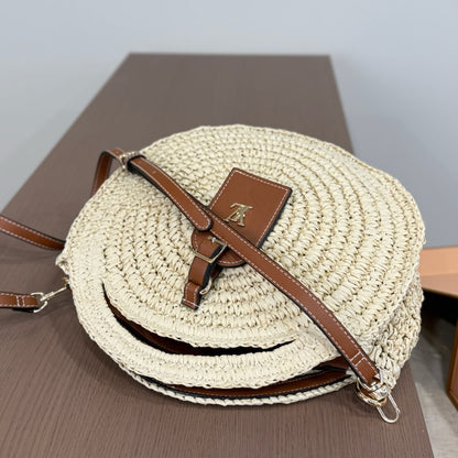 Louis Vuitton Around Me Shoulder Bag Raffia White 28Cm M25243