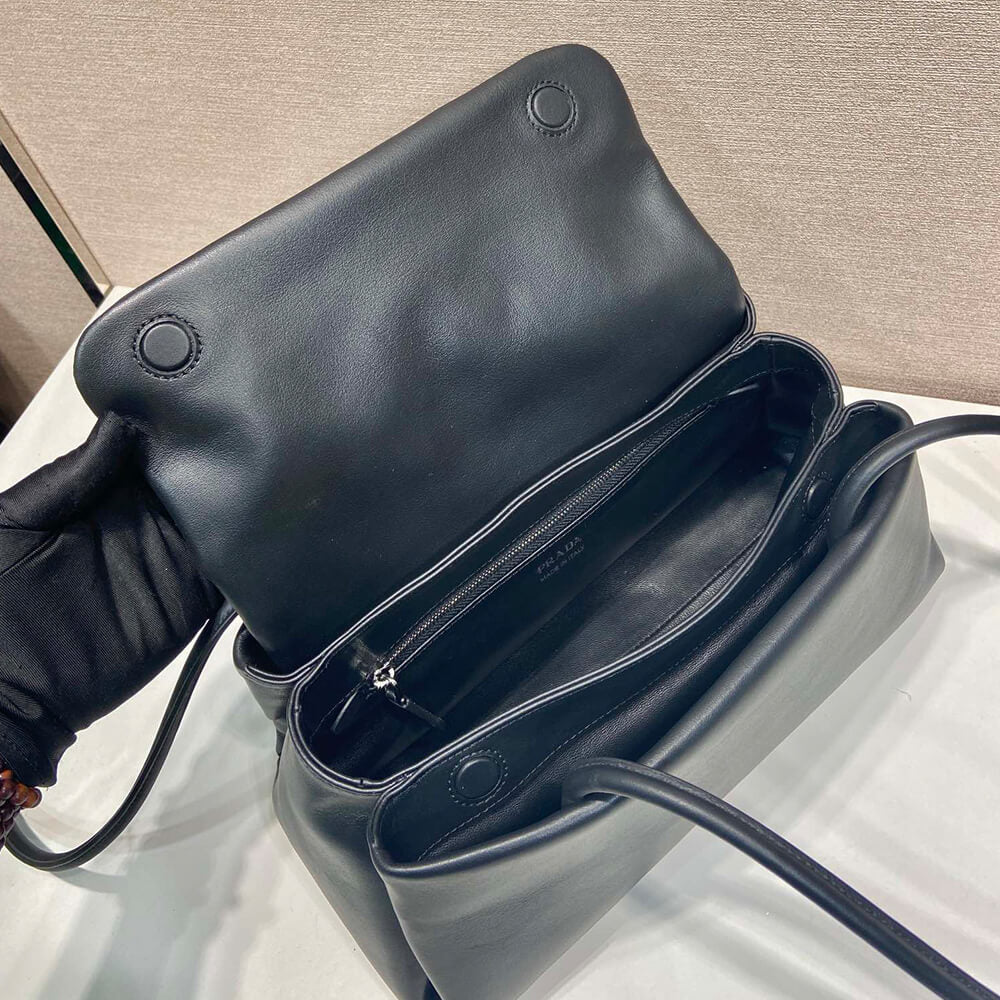 Prada Passage medium leather bag with Re-Nylon flap(HIGH-END GRADE)
