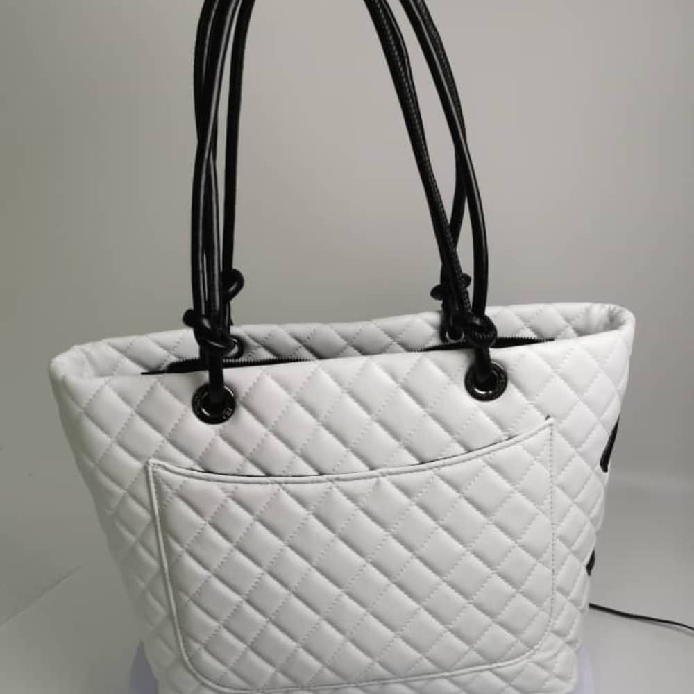 Chanel Cambon Line Large Tote Bag In White And Black 41Cm