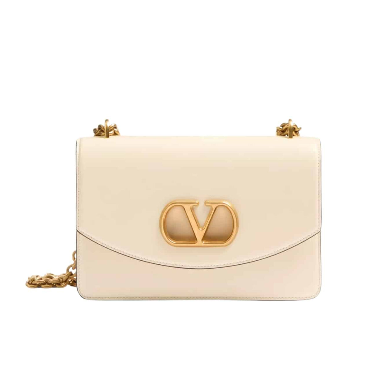 VALENTINO GARAVANI VAIN SHOULDER BAG IN SHINY WHITE 19CM