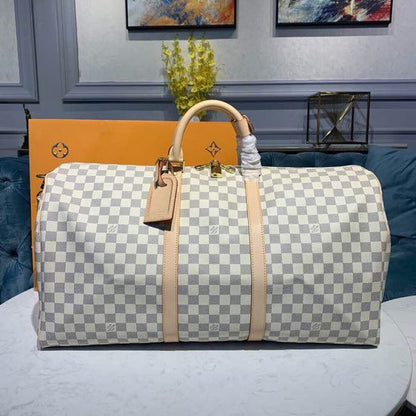 Louis Vuitton Keepall Bandouliere 55 Damier Azur Canvas 55Cm LV N41429