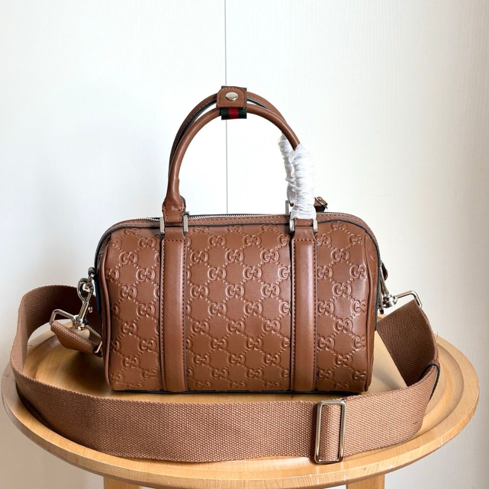Gucci GG Emblem Small Duffle Bag Brown 25Cm