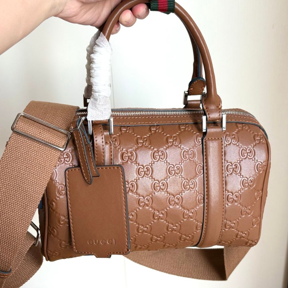 Gucci GG Emblem Small Duffle Bag Brown 25Cm