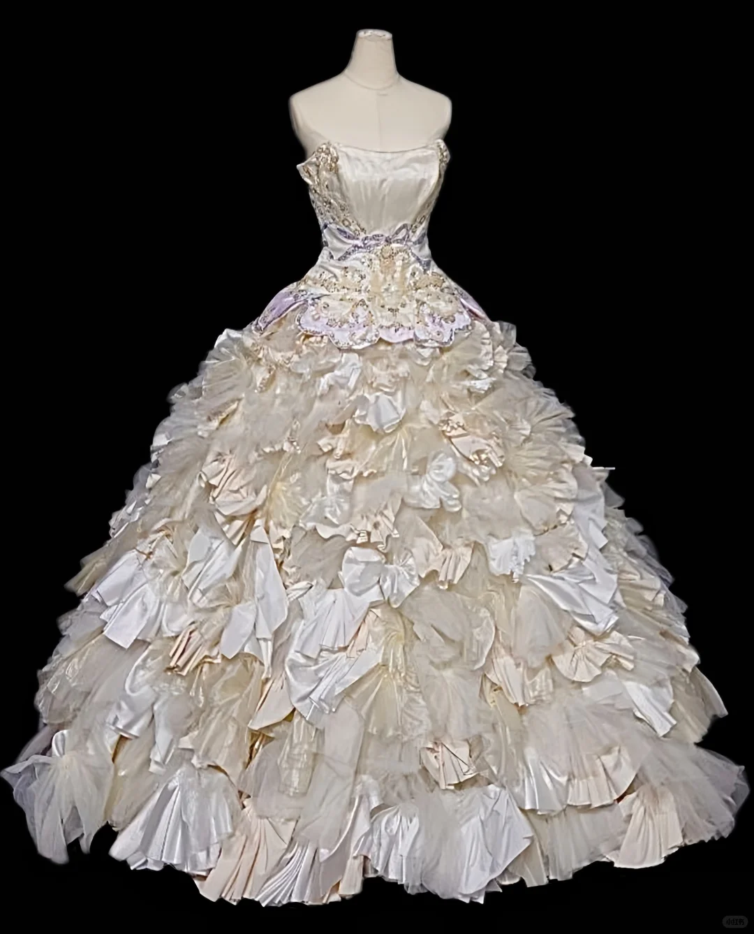 Glamorous Champagne Strapless Ruffled Beaded Floral Sweet 15 Quinceanera Ball Gown TP5493