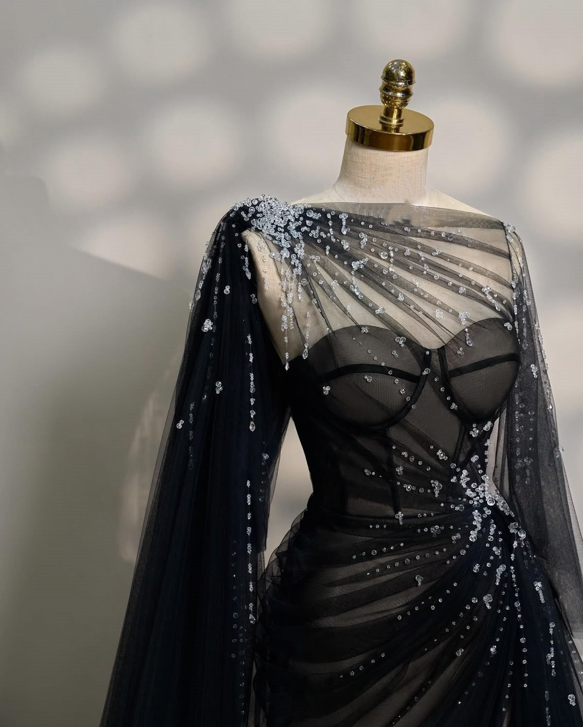 Girlhomeshops-Black/Wine Red/Light Brown Exquisite Beaded Sweetheart Collar Long Tulle Prom Dress Evening Dress Party Dress gh5386