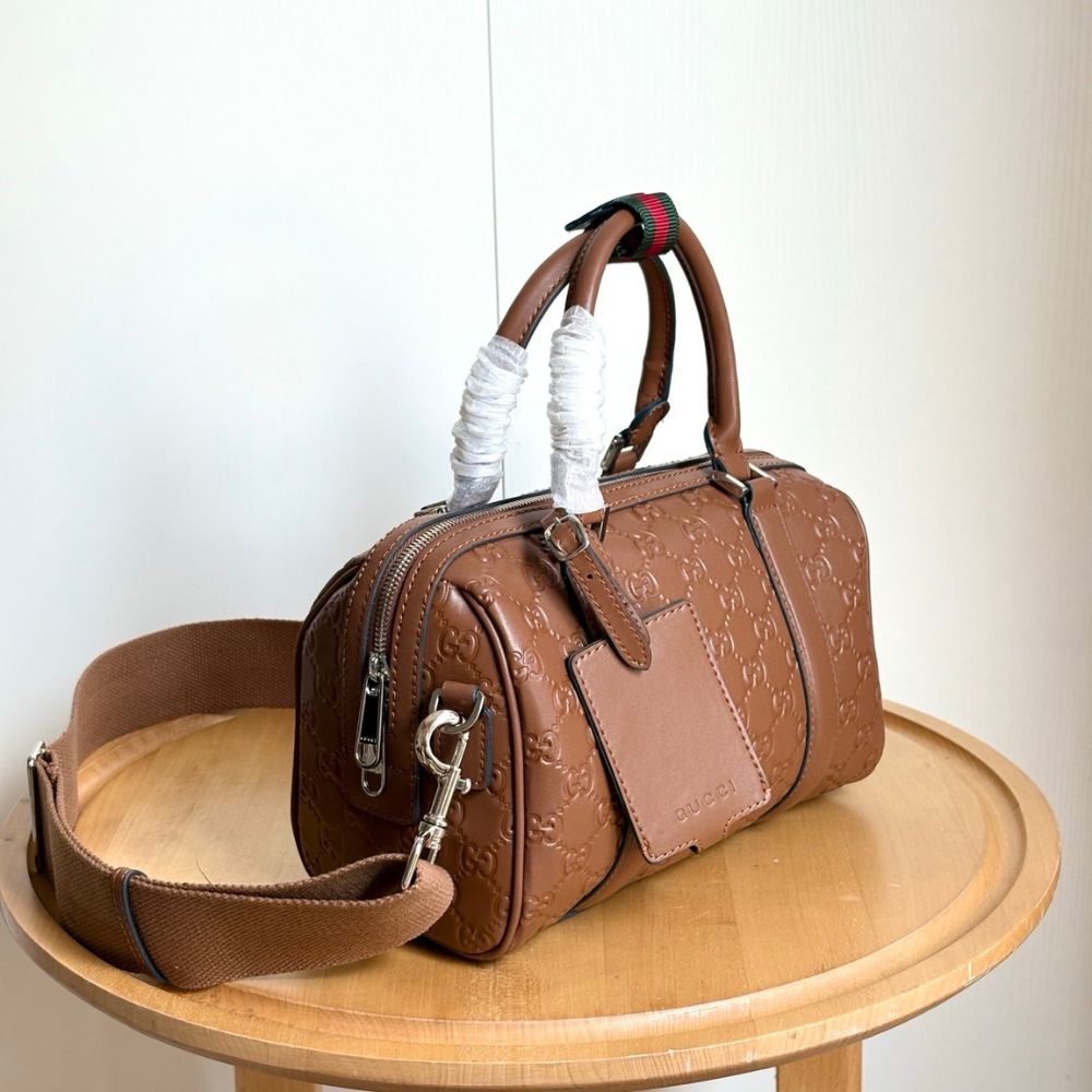 Gucci GG Emblem Small Duffle Bag Brown 25Cm