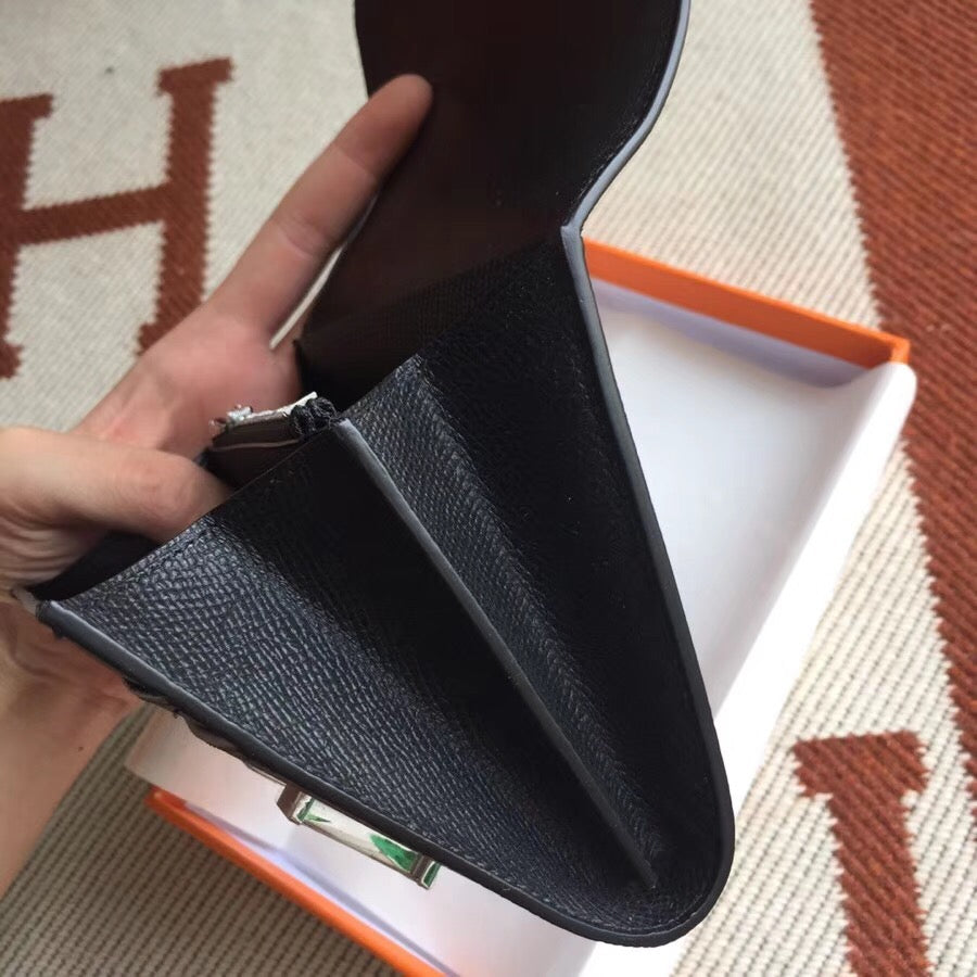 Hermes Constance Slim Wallet Noir 12Cm H082060CK89