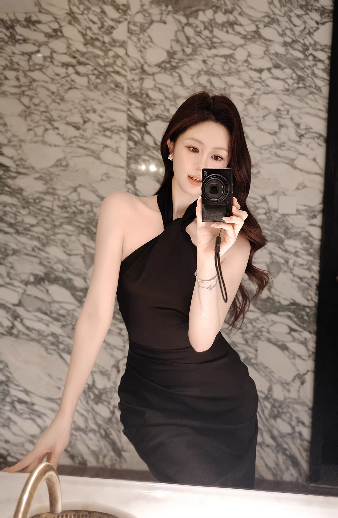 Sexy Black Halter Satin Mermaid Long Evening Dress Birthday Prom Dress SP1643