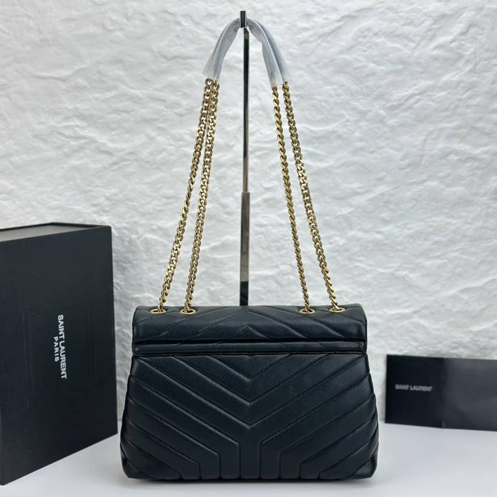 Saint Laurent Loulou Large In Matelassé Black 32Cm