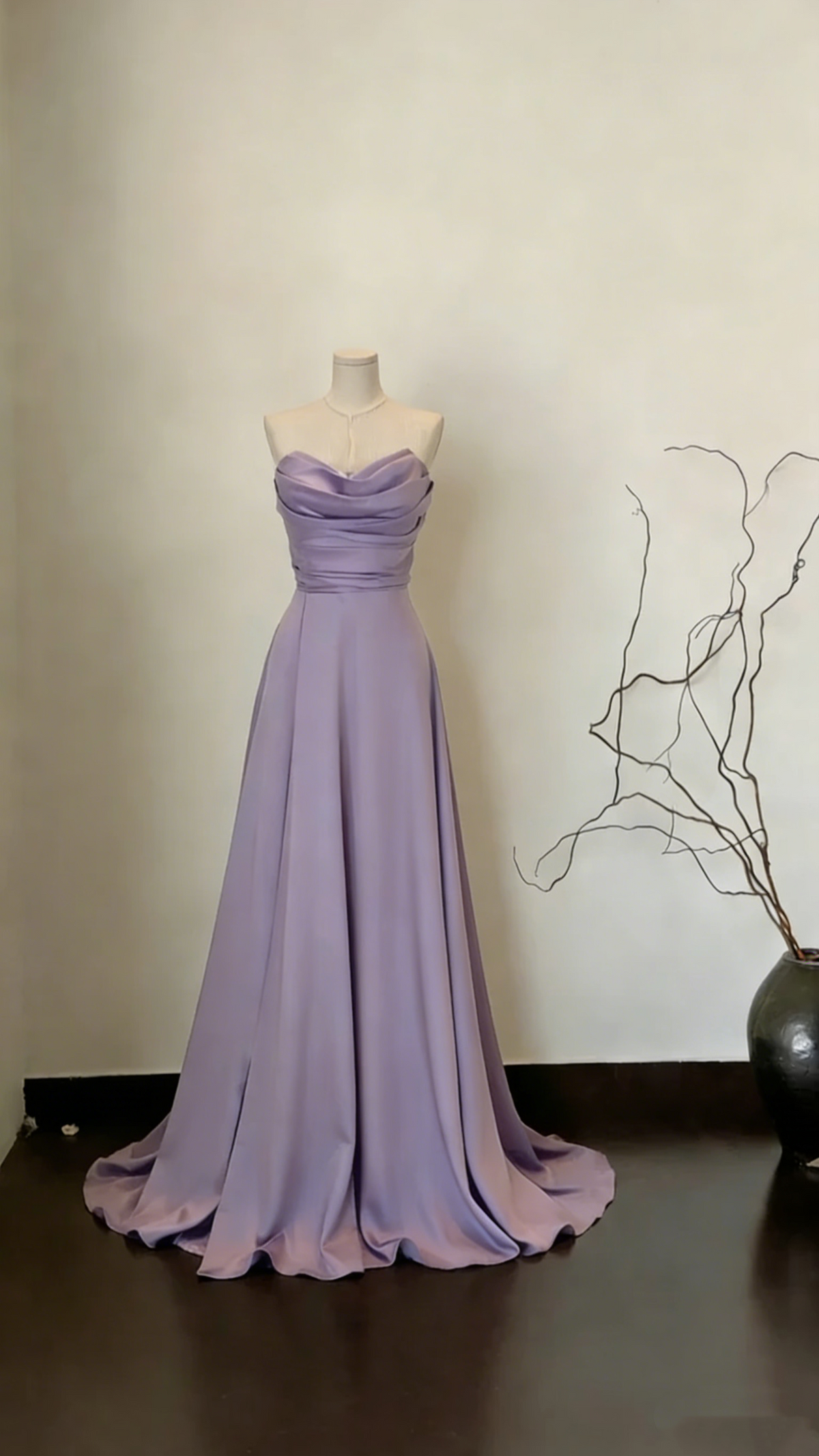 Stylish Sage Green Strapless Satin A Line Long Wedding Guest Dress Formal Party Dress SP1551