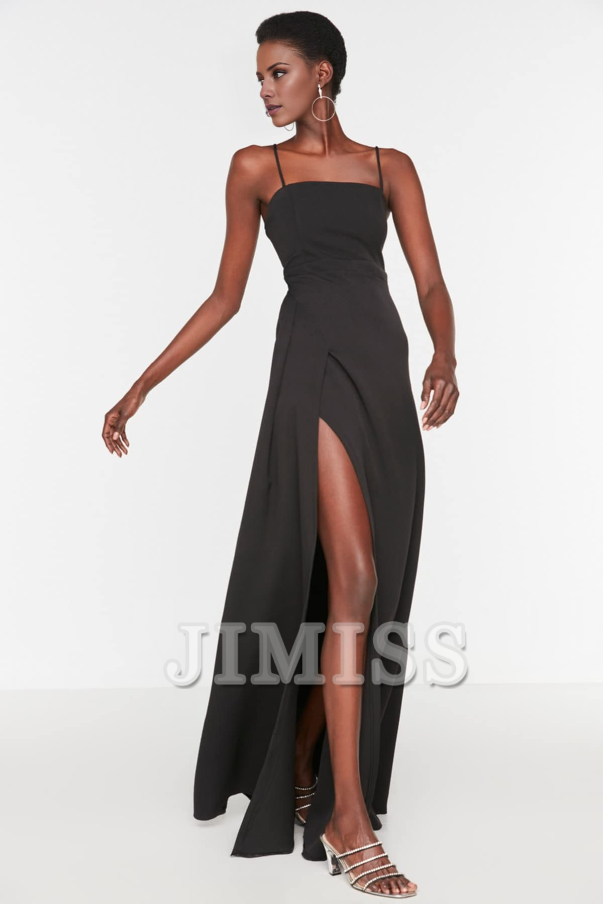 Split neckline evening gown and graduation gown formal evening gown