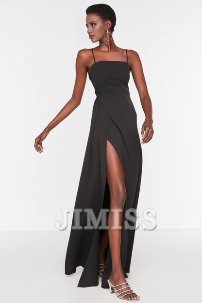 Split neckline evening gown and graduation gown formal evening gown