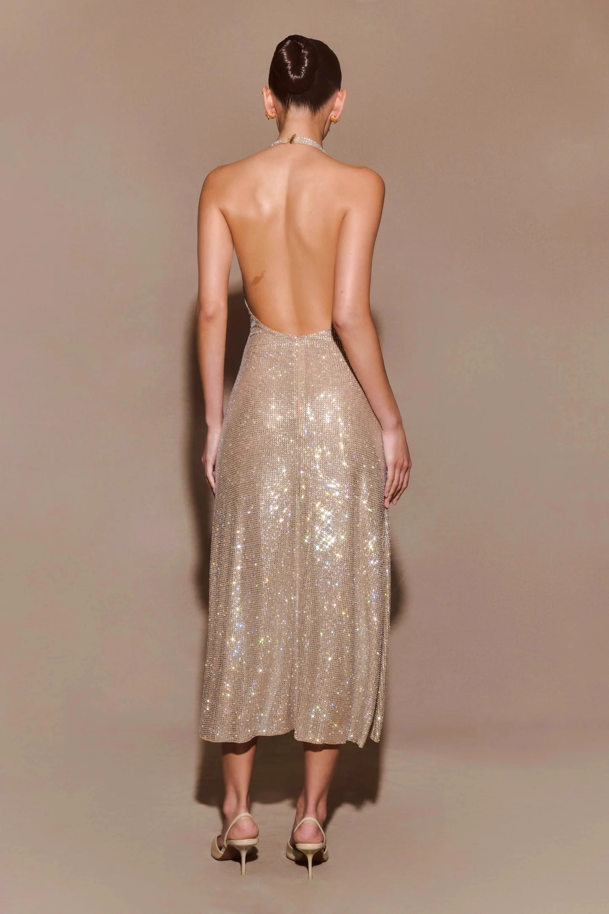 Vintage Shiny Sequin Sheath Prom Dress V-neck Evening Dress Long Formal Dress TP4638