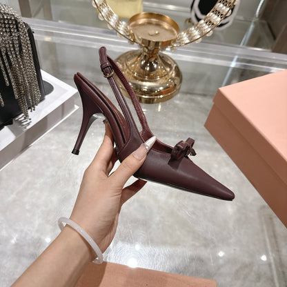 Miu Miu Slingback Pumps With Bow Red