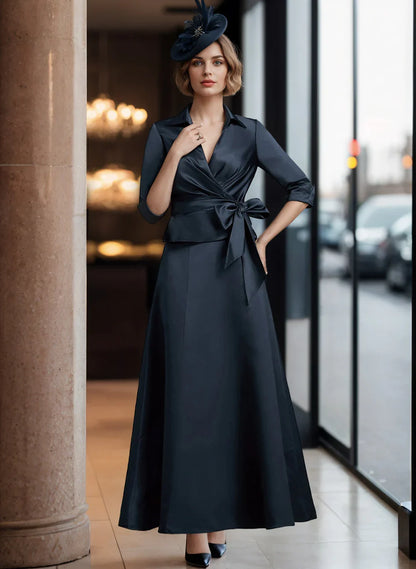 A-line/Princess V-neck satin mother of the bride dress