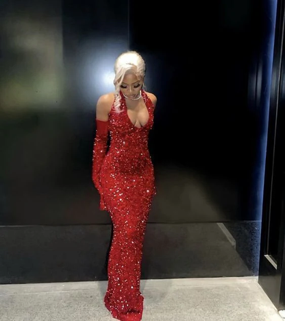 Mermaid Sequins Formal Prom Dress Long Evening Gown  cc259