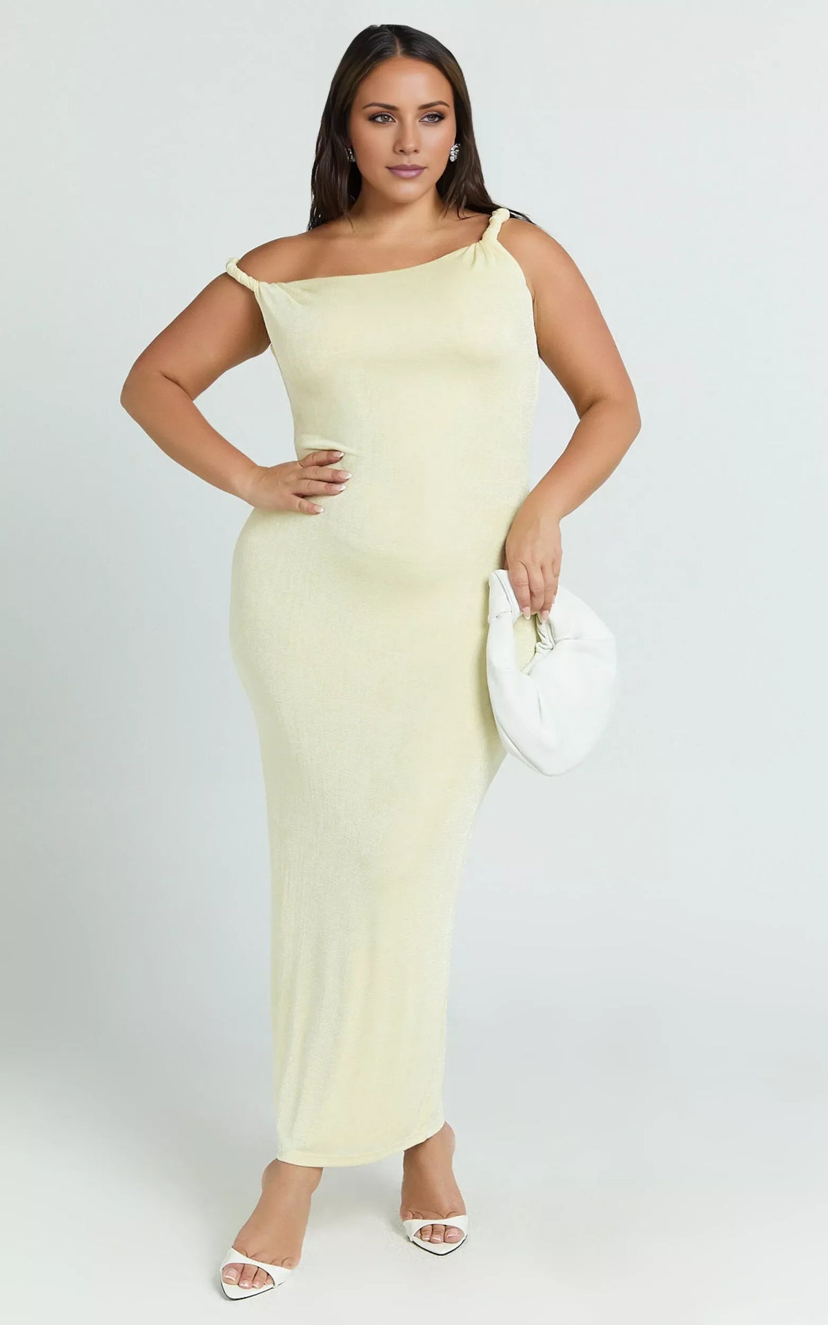 Asymmetric collar off shoulder sleeveless backless and floor length Prom dress