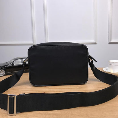 Prada Triangle Logo Re Nylon And Saffiano Leather Black 24Cm 2VH048 2DMH F0002 V OOO