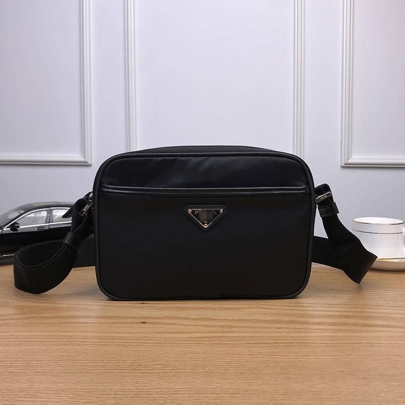 Prada Triangle Logo Re Nylon And Saffiano Leather Black 24Cm 2VH048 2DMH F0002 V OOO