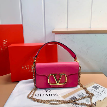 VALENTINO LOC? SMALL SHOULDER BAG IN CALFSKIN ROSE VIOLET 1W2B0K53ZXLM24