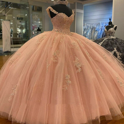 Sweetheart Quinceanera Dress Blush Pink Beaded Sweet 16 Party Dress Ball Gowns c2764