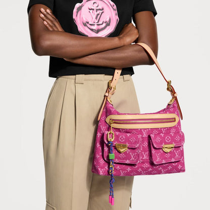Louis Vuitton Baggy Fuchsia Denim 30Cm M28266