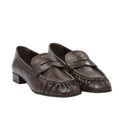 Prada Leather Loafers Dark Brown