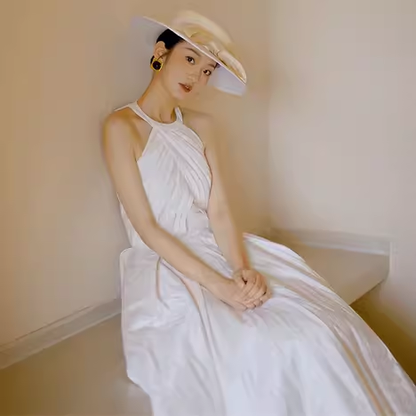 Vintage Ball Gown White Satin Wedding Dresses C131