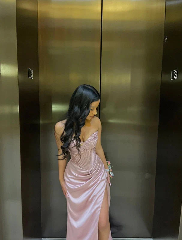 Pink/green/blue Gorgeous Shiny Exquisite Beaded Long Slit Elegant Sexy Prom Dress Evening Dress Party Dress gh3231