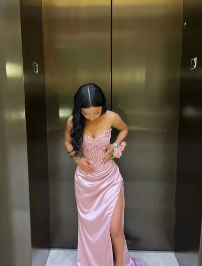 Pink/green/blue Gorgeous Shiny Exquisite Beaded Long Slit Elegant Sexy Prom Dress Evening Dress Party Dress gh3231