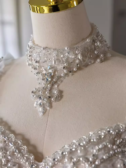 Princess Ball Gown Long Sleeves Satin Wedding Dresses C203