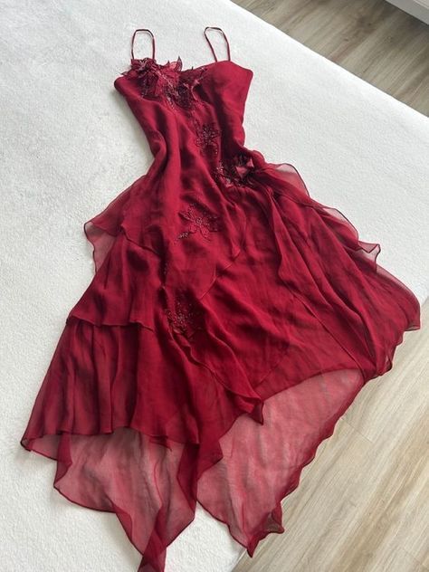 Sexy High Low Spaghetti Straps Sleeveless Burgundy Chiffon Prom Dresses Evening Gowns C2496