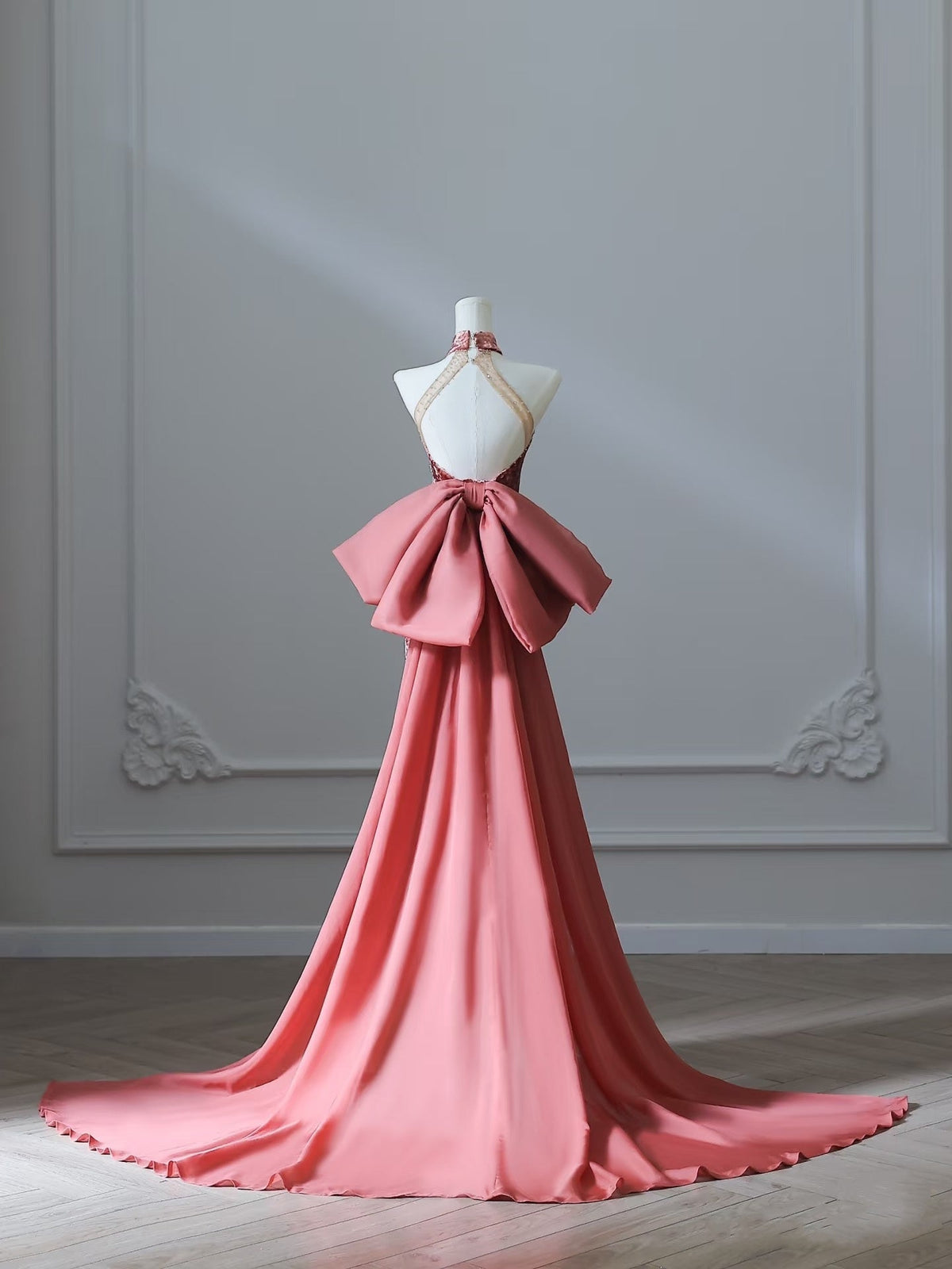 Sexy Mermaid High Neckline Velvet Long Prom Dresses Evening Gowns