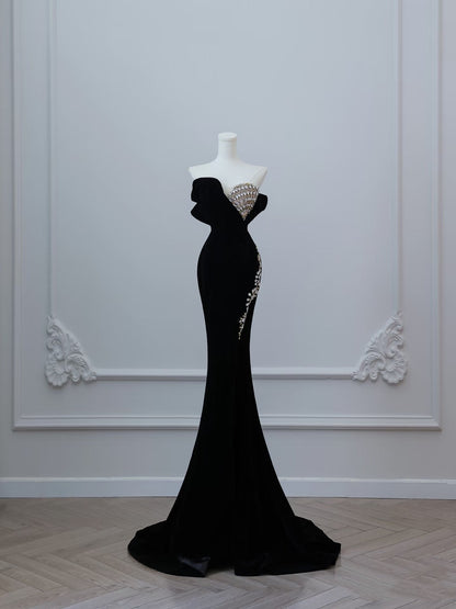 Sexy Mermaid Sweetheart Black Long Prom Dresses Evening Gowns