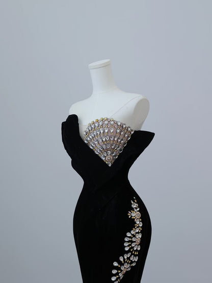Sexy Mermaid Sweetheart Black Long Prom Dresses Evening Gowns