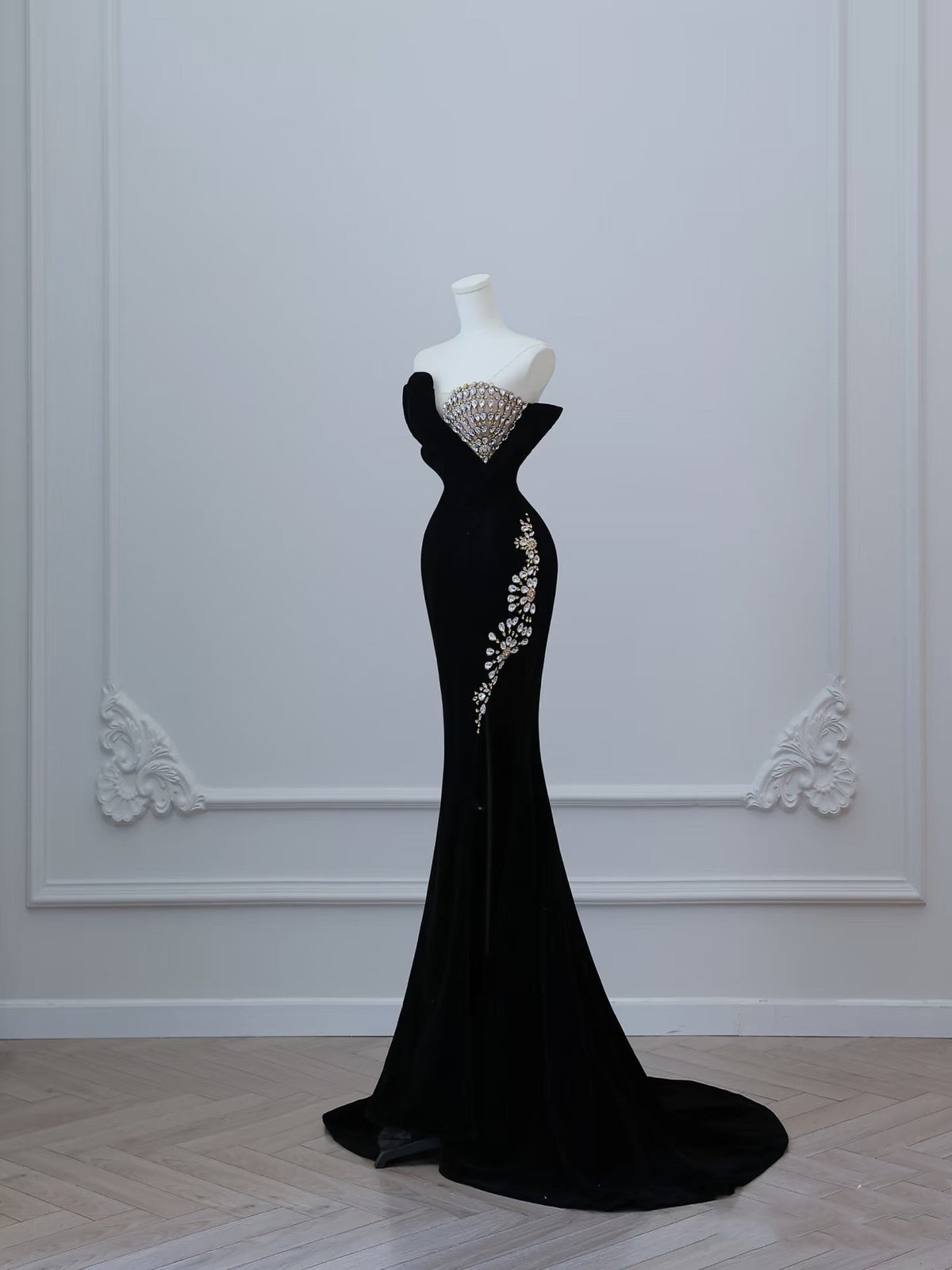 Sexy Mermaid Sweetheart Black Long Prom Dresses Evening Gowns