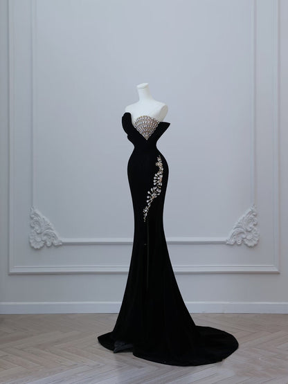 Sexy Mermaid Sweetheart Black Long Prom Dresses Evening Gowns