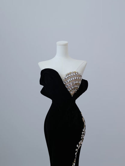 Sexy Mermaid Sweetheart Black Long Prom Dresses Evening Gowns