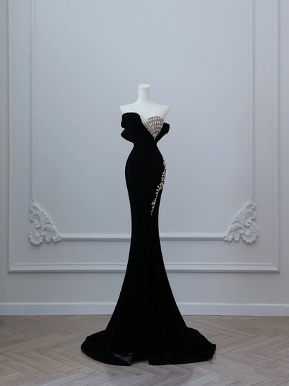 Sexy Mermaid Sweetheart Black Long Prom Dresses Evening Gowns
