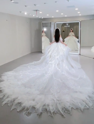 Timeless Ball Gown Off The Shoulder Tulle Sequin Long Wedding Dresses C4099