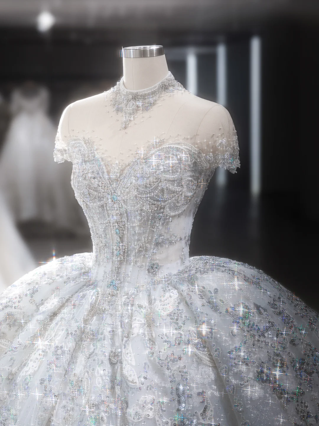 Timeless Ball Gown Tulle Sequin With Veil Long Wedding Dresses C4125